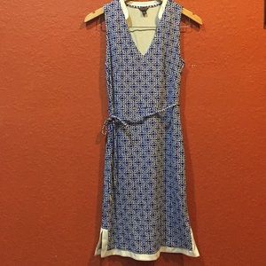 Blue and White V-neck Ann Taylor Dress